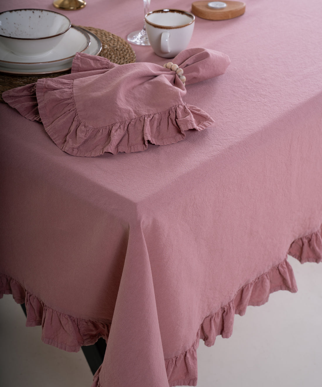 Stonewashed 100% Cotton Exclusive Old Rose Napkin 4 pcs - 45X45cm