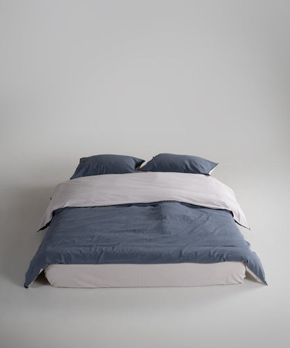 Essualte Stonewashed Reversible 100% Cotton Duvet Cover Set Opal Grey / Castle Rock