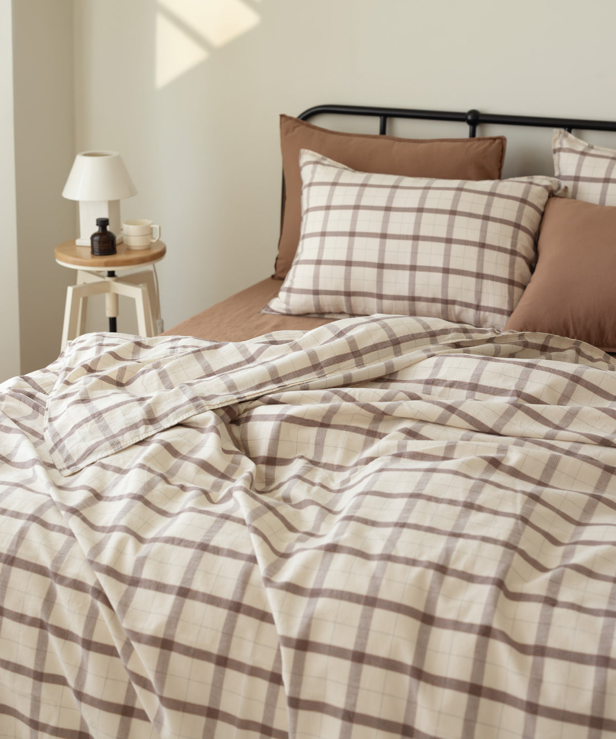 Rustic Striped&amp;Ruffled 100% Soft Cotton Duvet Cover Set - Garmentwashed | Limasso