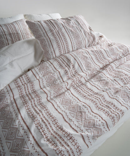 Stonewash 100% Soft Cotton Duvet Cover Set Coastal Trio - Cream