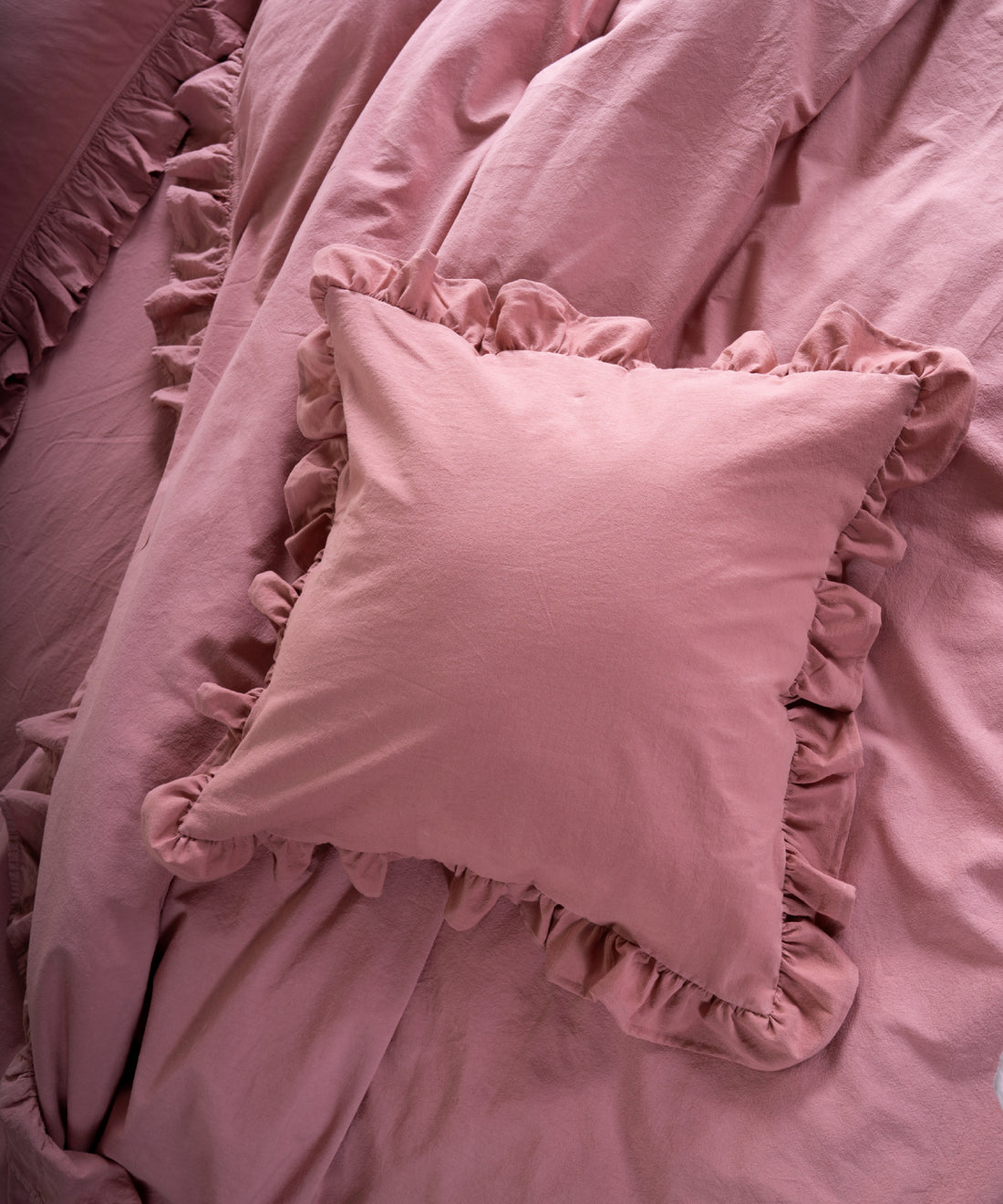 Stonewashed 100% Cotton Exclusive Old Rose Cushion - 45X45cm