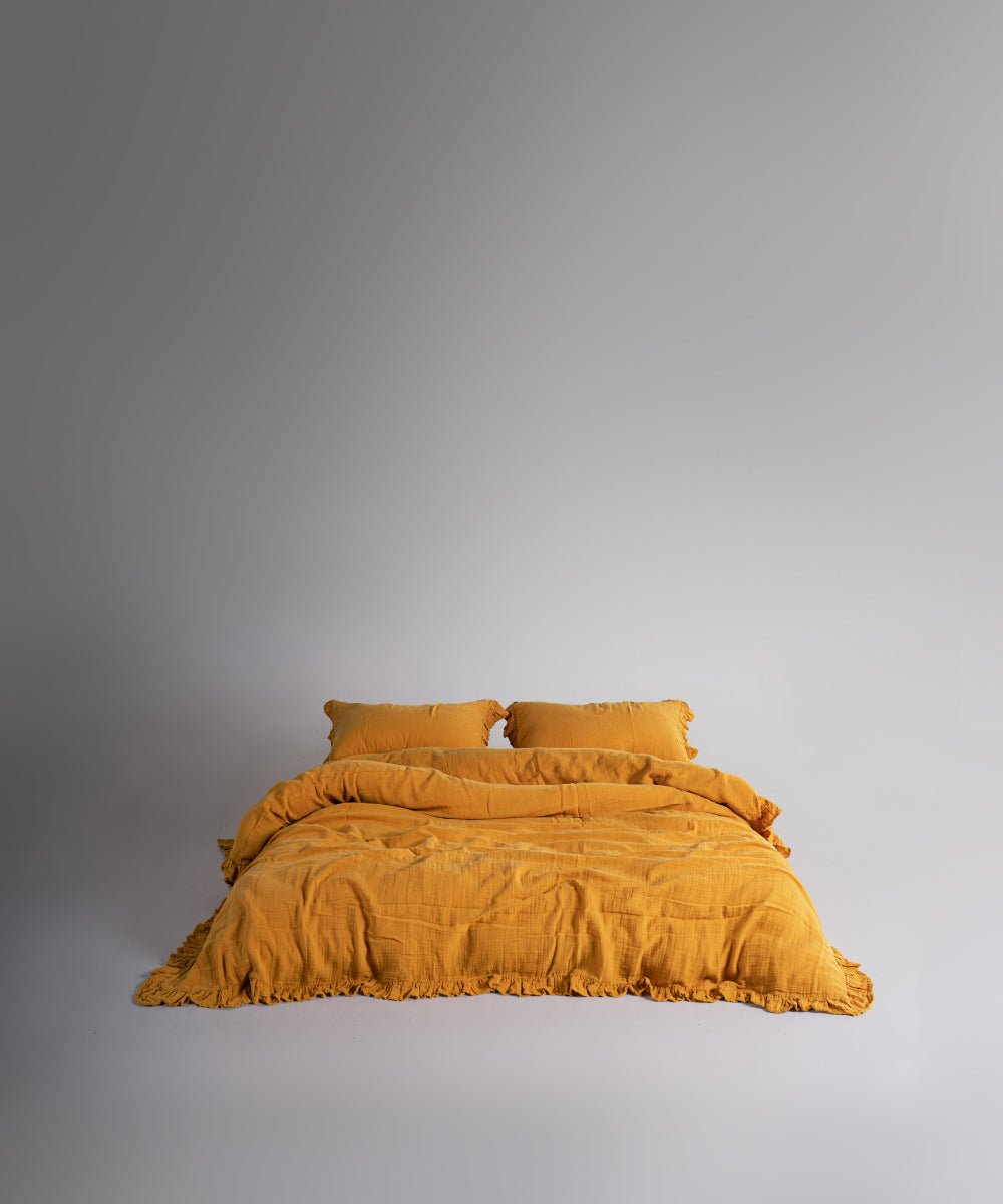 Esse Exclusive 100% Soft Cotton Gauze/Muslin Duvet Cover Set Mustard