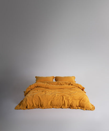 Esse Exclusive 100% Soft Cotton Gauze/Muslin Duvet Cover Set Mustard