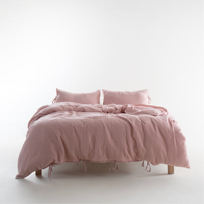 Esse 100% Natural Cotton Gauze-Muslin Duvet Cover Set Old Rose