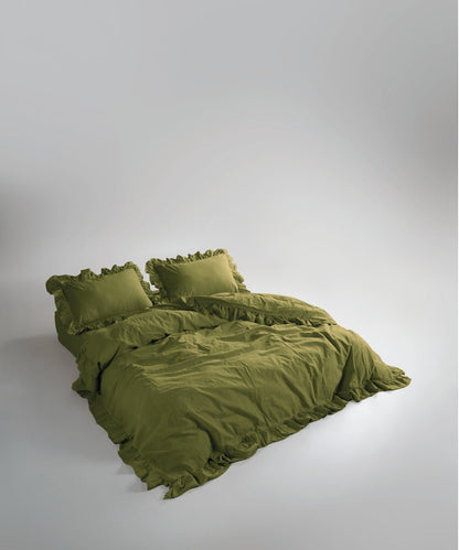 Stonewash Exclusive 100% Soft Cotton Fitted Sheet Set Capulet Olive