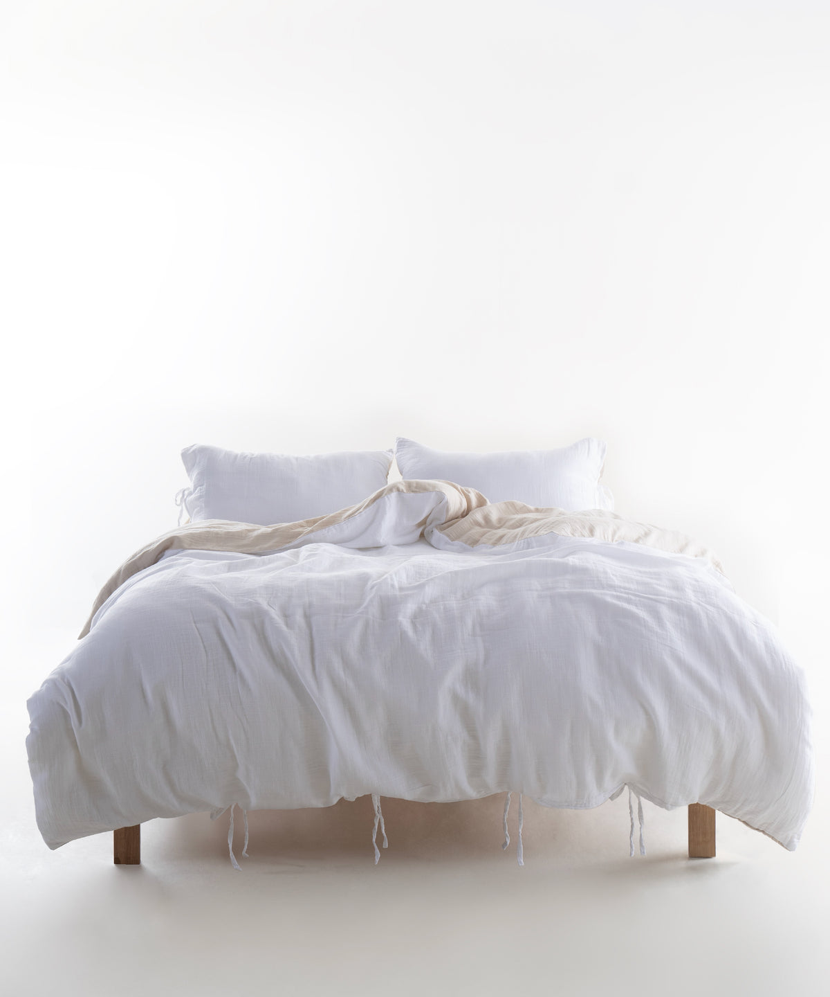 Esse 100% Natural Cotton Gauze-Muslin Duvet Cover Set Reversible Oxfordtan/Snow White