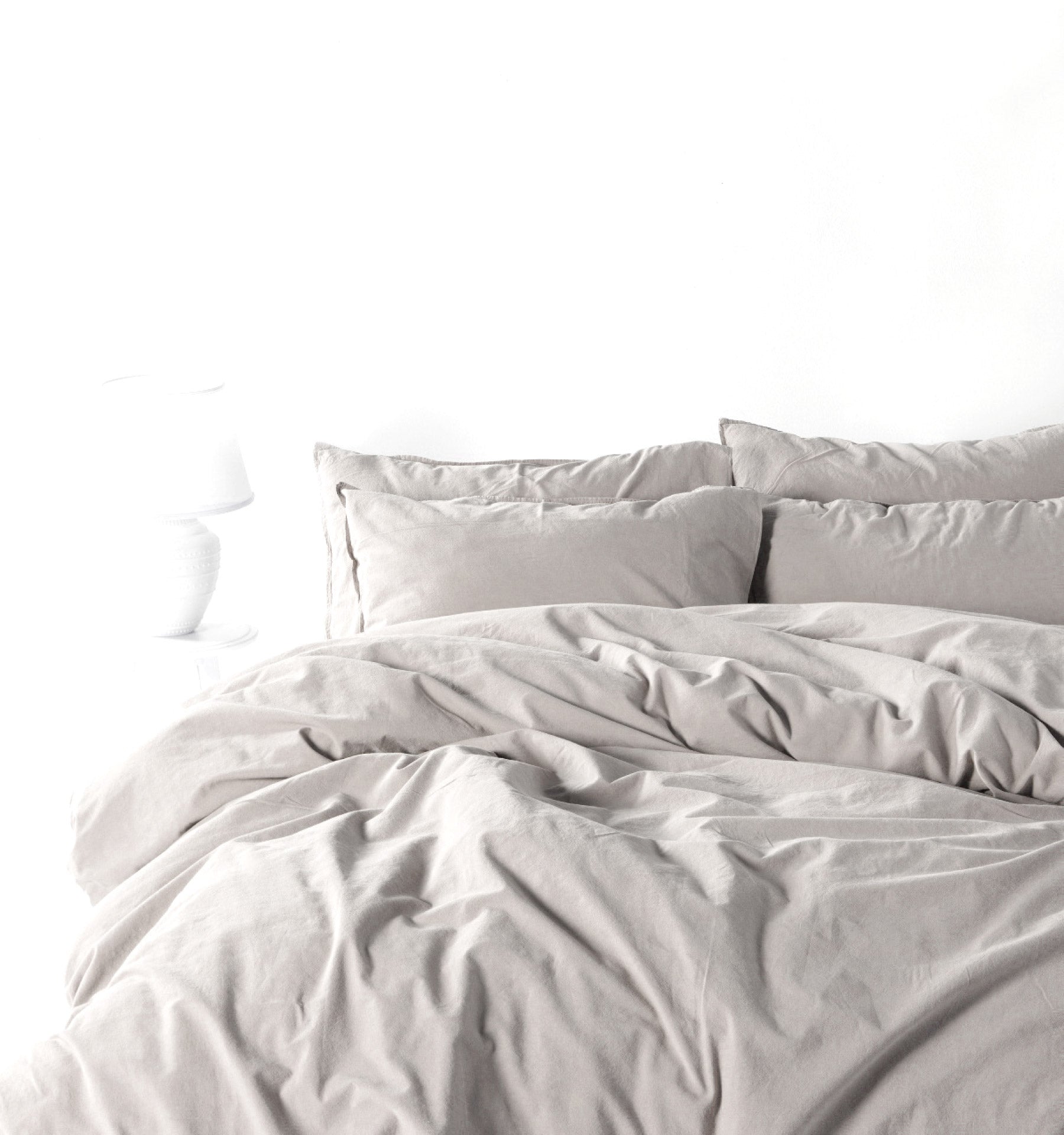 Ephasus Stonewashed 100% Cotton Pillowcases - Opal Grey