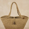 Boho Straw Style Button Closure Natural Shoulder Bag - Natural