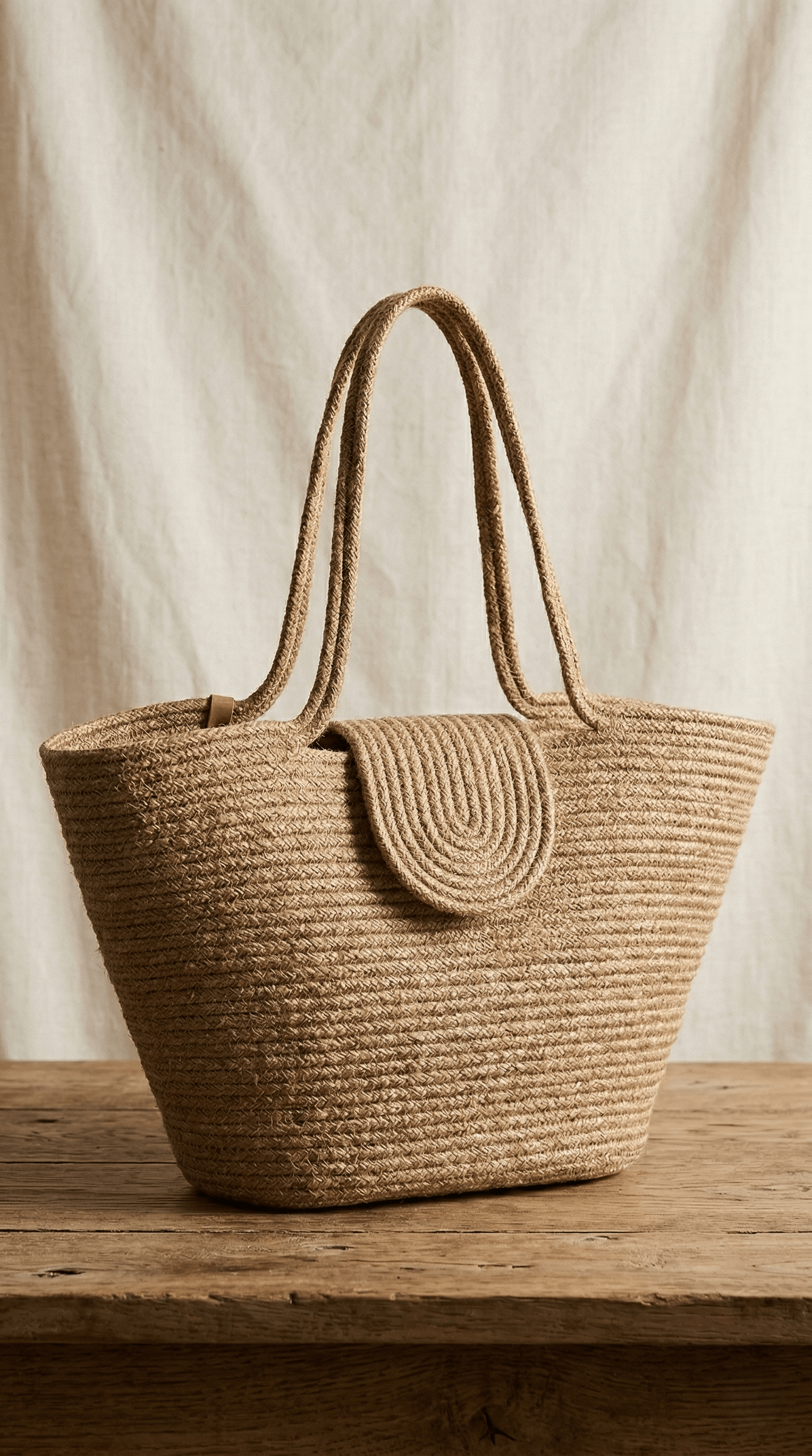 Boho Straw Style Magnetic Closure Natural Shoulder Bag - Natural