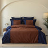 100% Cotton 210 Thread Count Sateen Duvet Cover Set - Dress Blue/Autumn