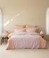 100% Cotton 210TC Sateen Duvet Cover Set Toast and Pristine in a sunlit Mediterranean-style bedroom – Limasso London