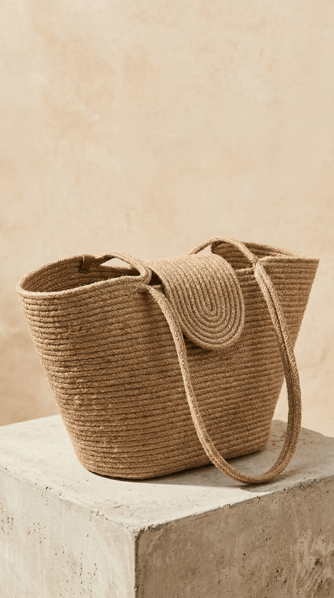 Boho Straw Style Magnetic Closure Natural Shoulder Bag - Natural