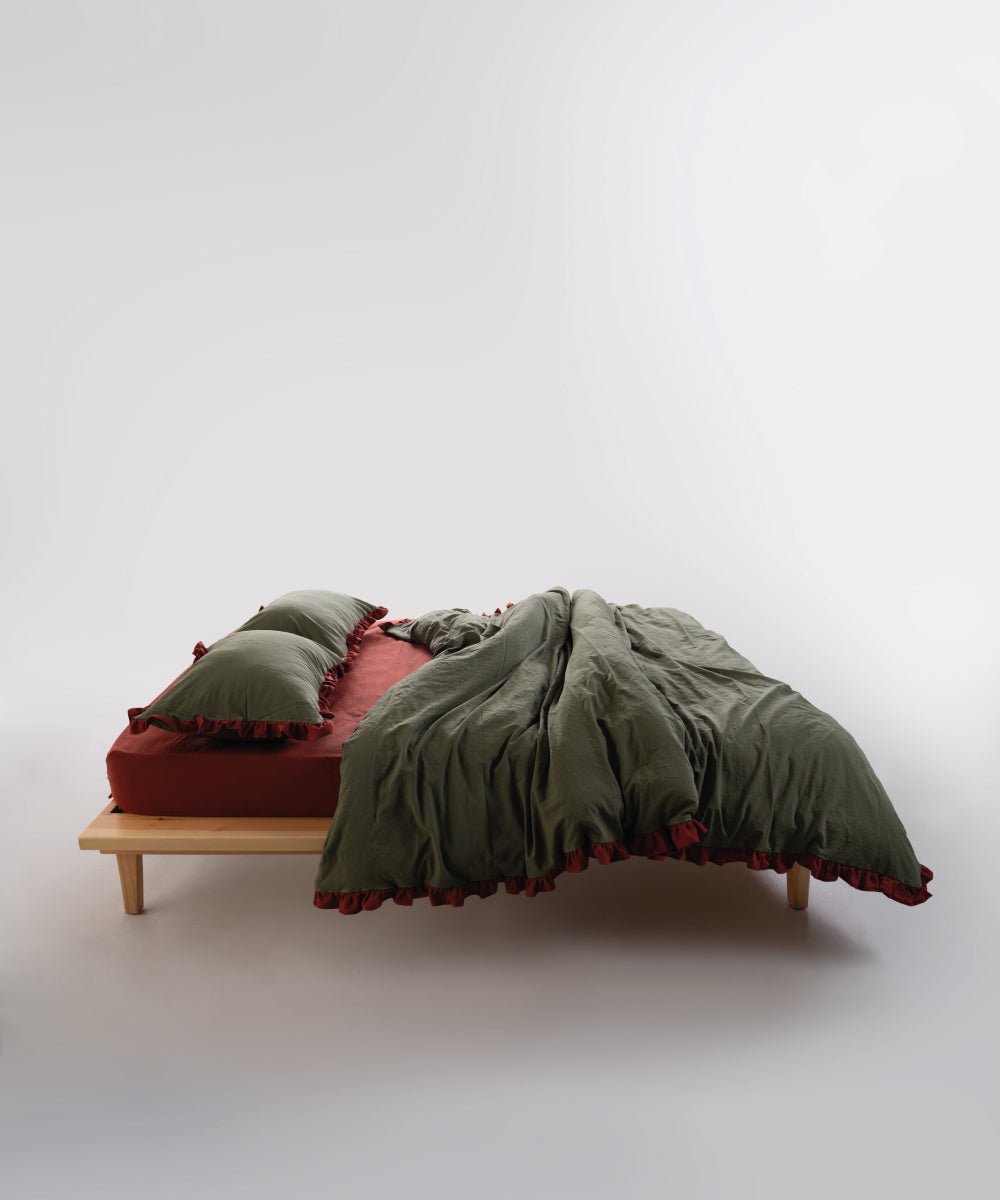 Stonewash Cozy Exclusive 100% Soft Cotton Duvet Cover Set Capulet Olive