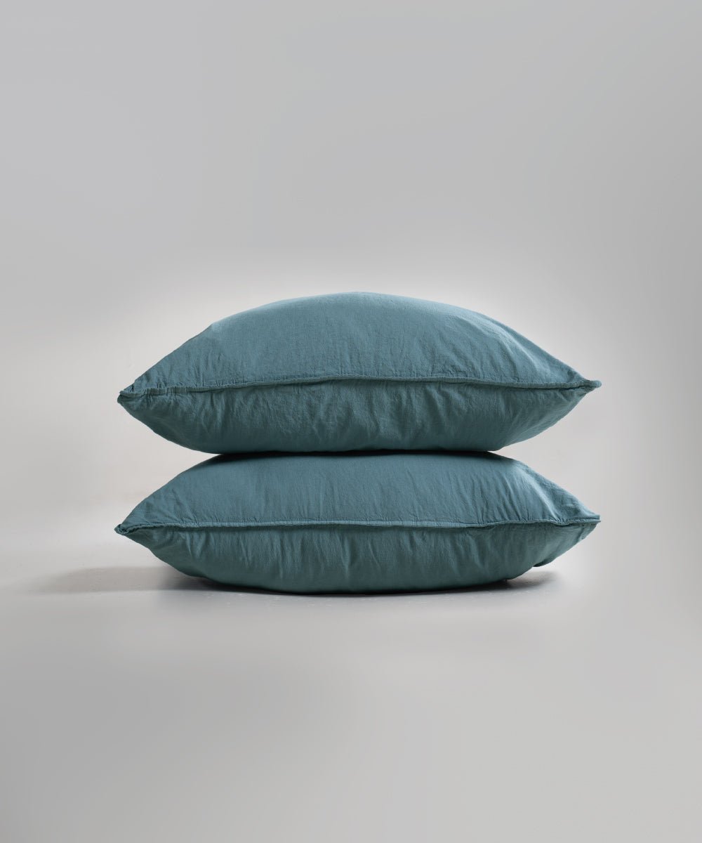 Stonewash 100% Soft Cotton Pillowcase Med Blue