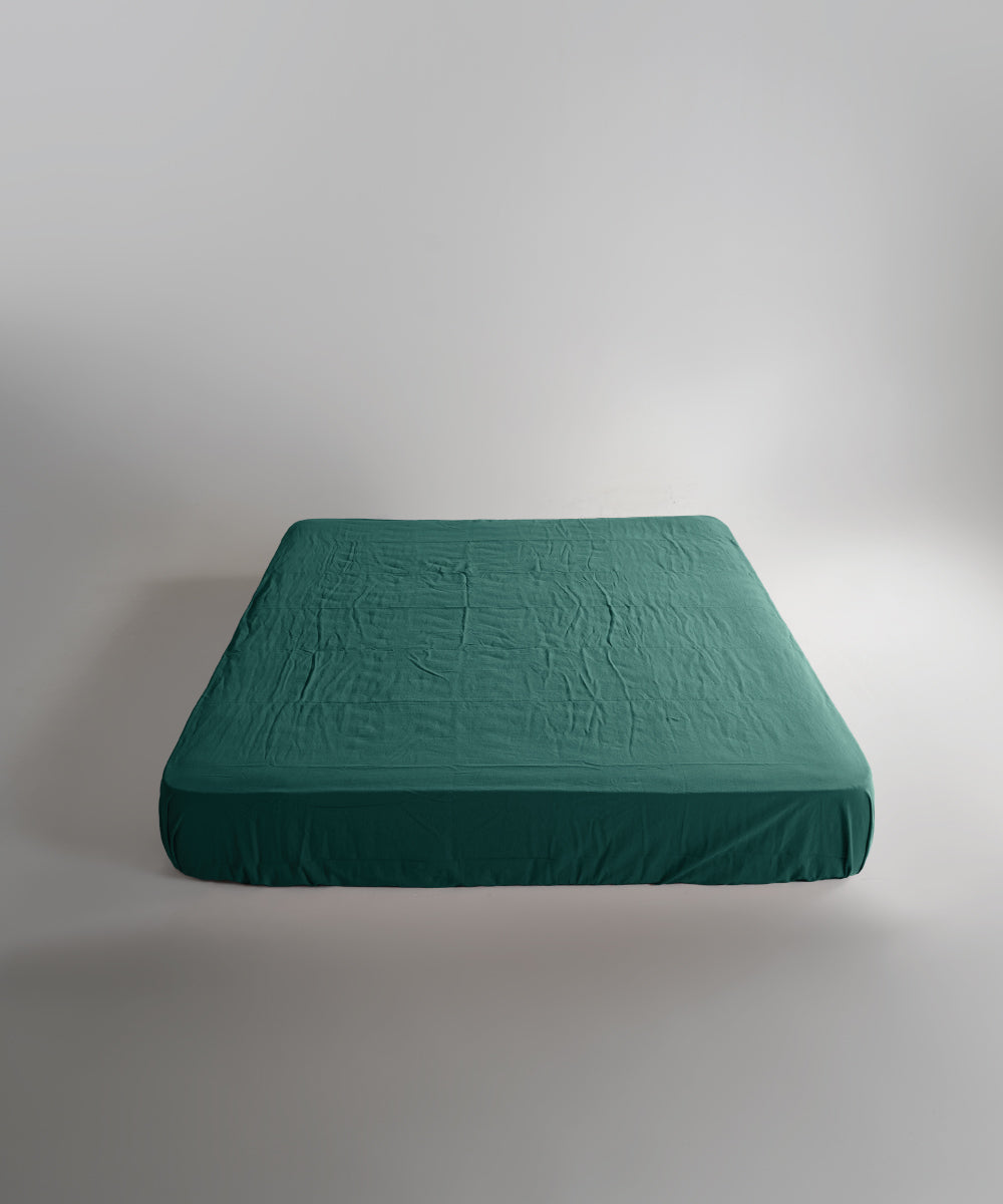 Stonewash 100% Soft Cotton Fitted Sheet Dark Green