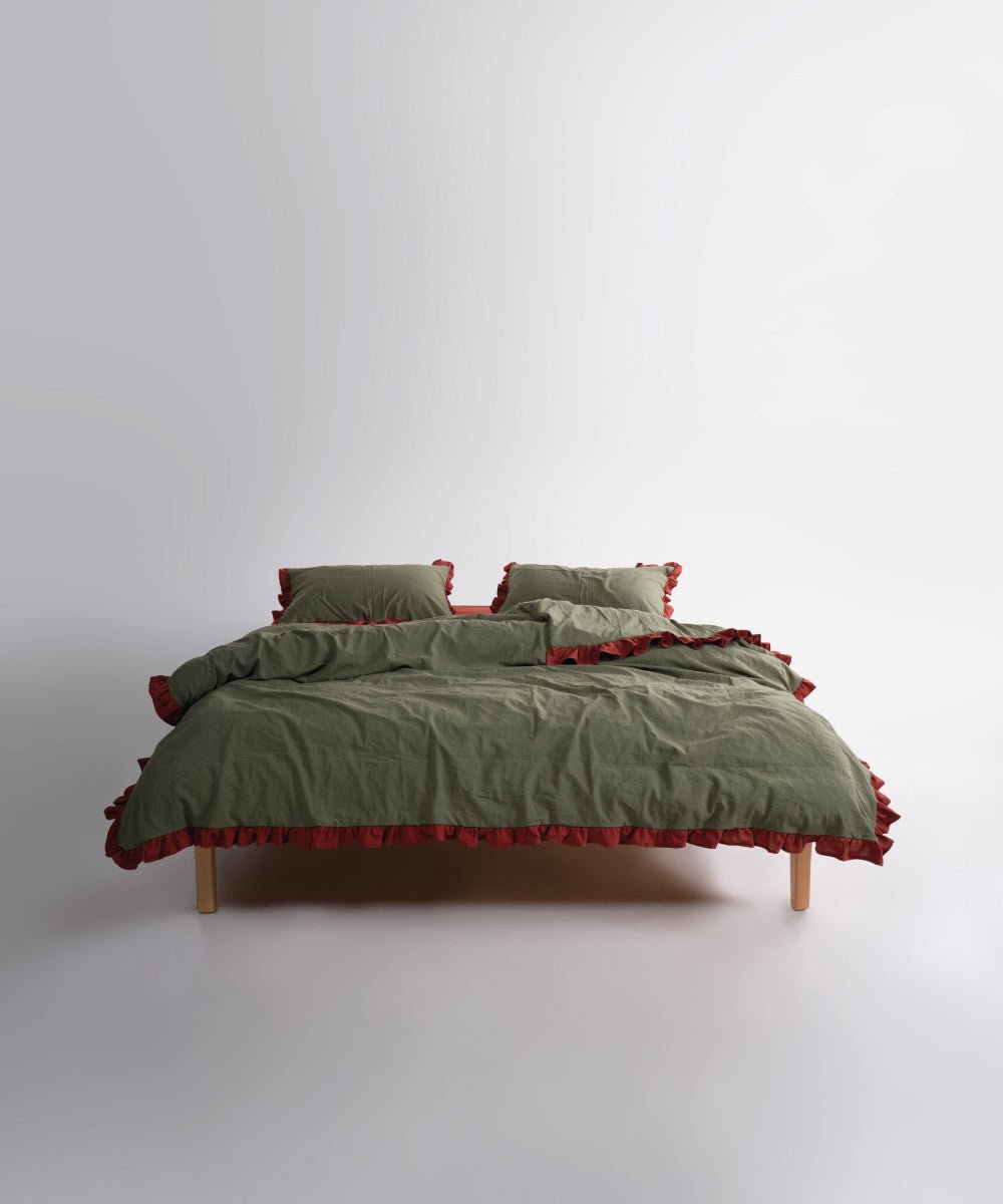 Stonewash Cozy Exclusive 100% Soft Cotton Duvet Cover Set Capulet Olive