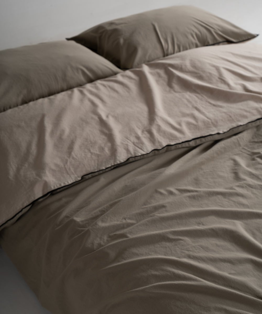 Essualte Stonewashed Reversible 100% Cotton Duvet Cover Set Cap Olive / Med Green