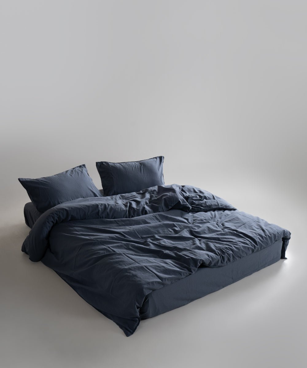 Stonewash 100% Soft Cotton Duvet Cover Set Natural Grey