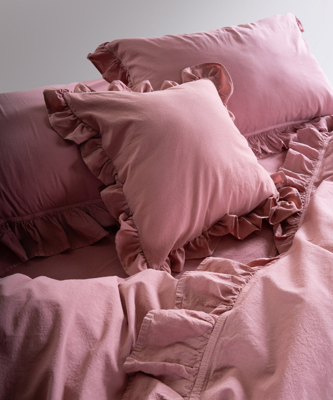 Stonewashed 100% Cotton Exclusive Old Rose Cushion - 45X45cm