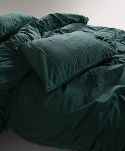Stonewash 100% Soft Cotton Fitted Sheet Set Dark Green