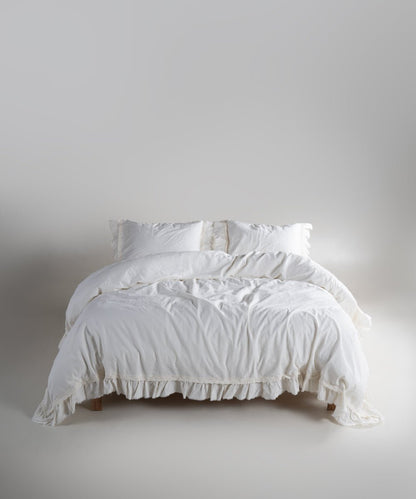 Stonewash 100% Soft Cotton Duvet Cover Set Francesca Snow White