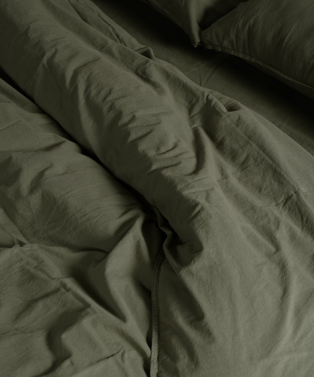 Stonewash 100% Soft Cotton Duvet Cover Set Capulete Olive