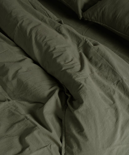 Stonewash 100% Soft Cotton Duvet Cover Set Capulete Olive