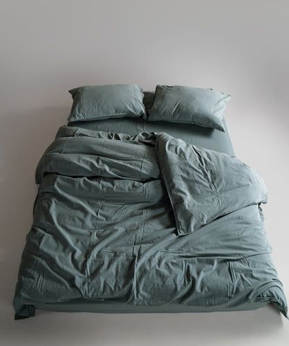 Stonewash 100% Soft Cotton Pillowcase Natural Green