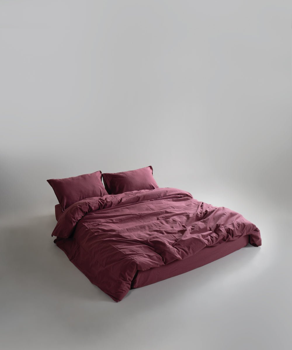 Stonewash 100% Soft Cotton Fitted Sheet Set Raspberry