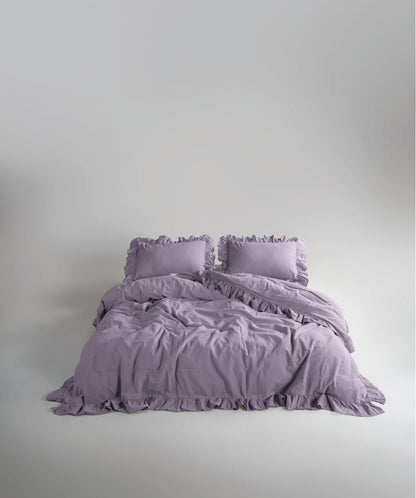 Stonewash Exclusive 100% Soft Cotton Duvet Cover Set Natural Violet