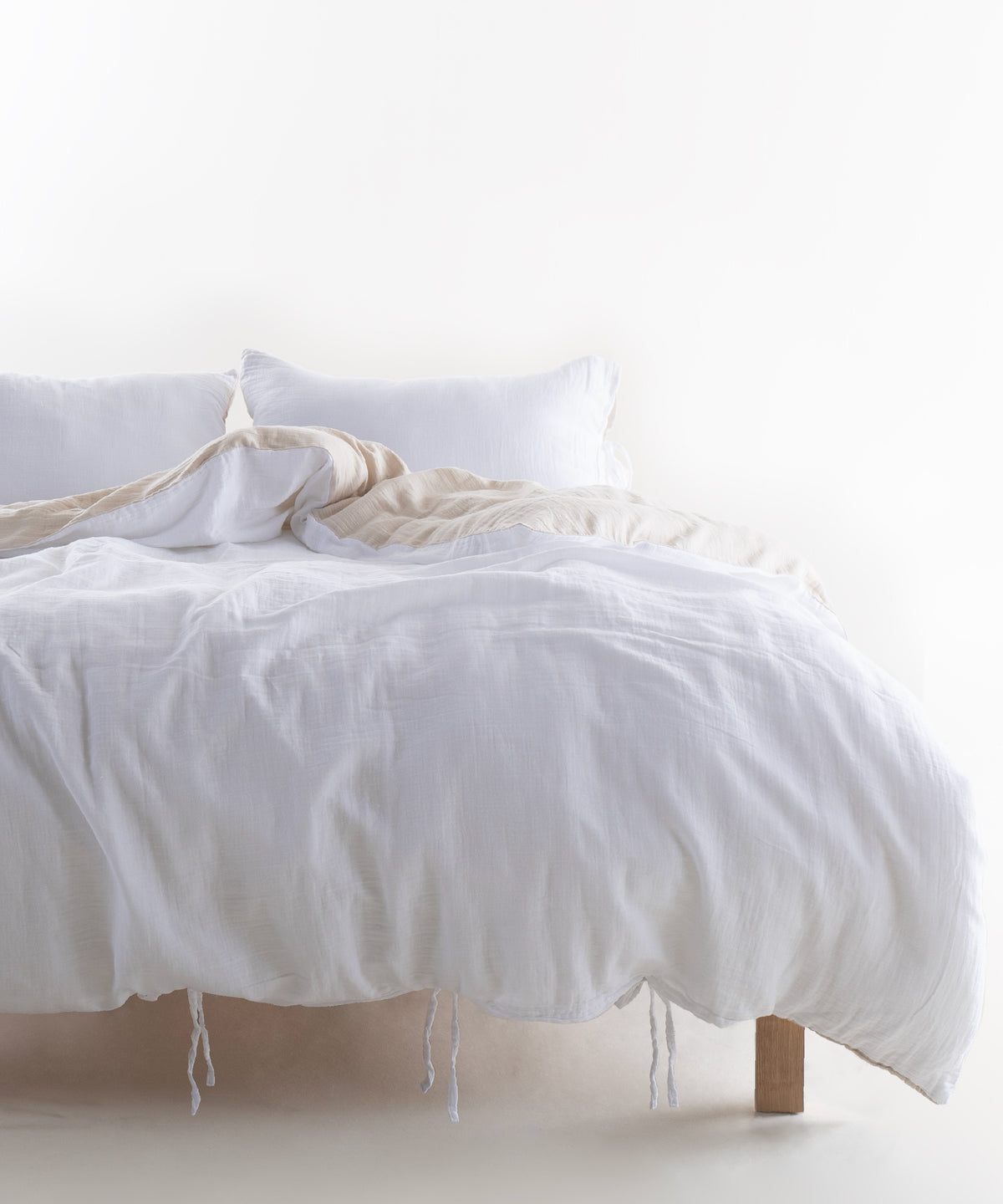 Esse 100% Natural Cotton Gauze-Muslin Duvet Cover Set Reversible Oxfordtan/Snow White