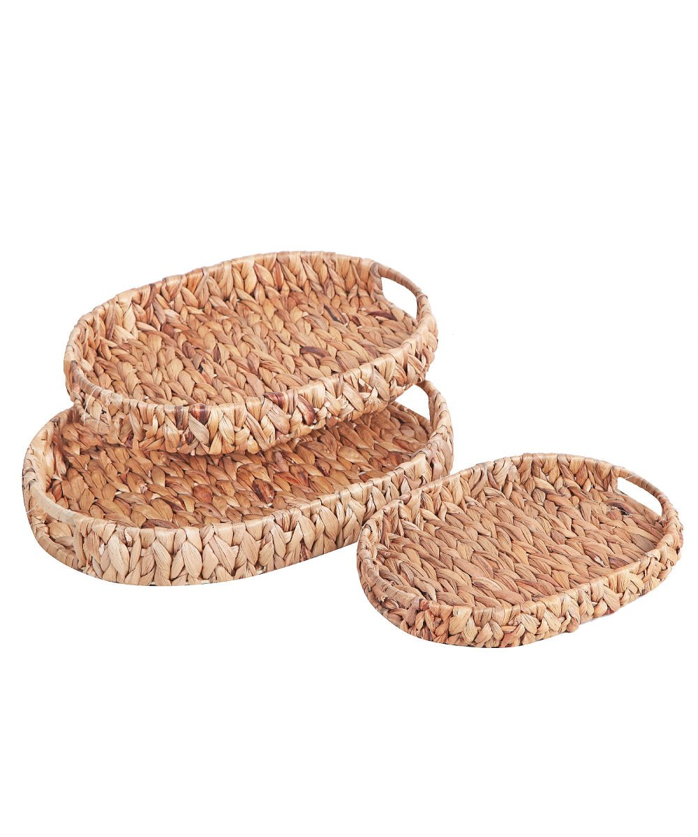 Handwoven Water Hyacinth Tray Oval - 3 pcs