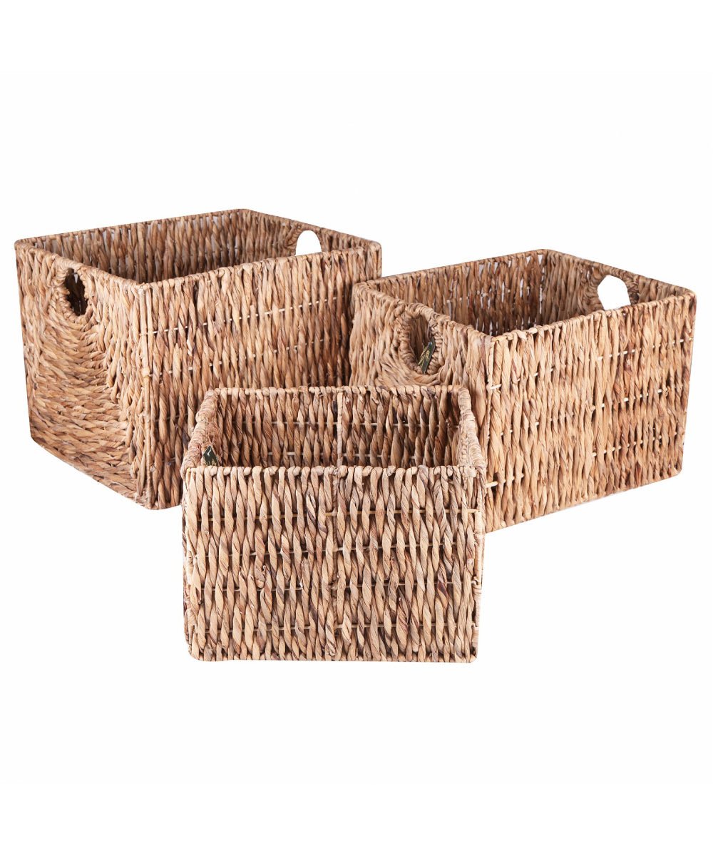 Handwoven Water Hyacinth Organizer Basket Dictation - 3 Pcs