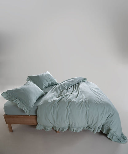 Stonewash 100% Soft Cotton Duvet Cover Set Francesca Mint