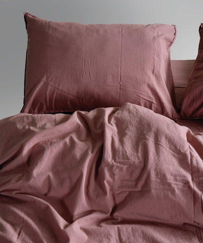 Stonewash 100% Soft Cotton Duvet Cover Old Rose