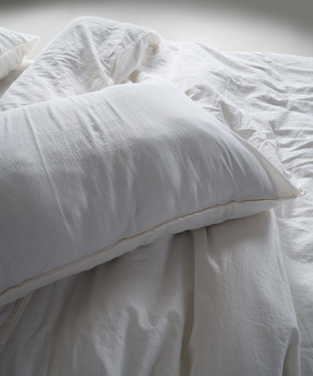 Stonewash 100% Soft Cotton Fitted Sheet Set Snow White