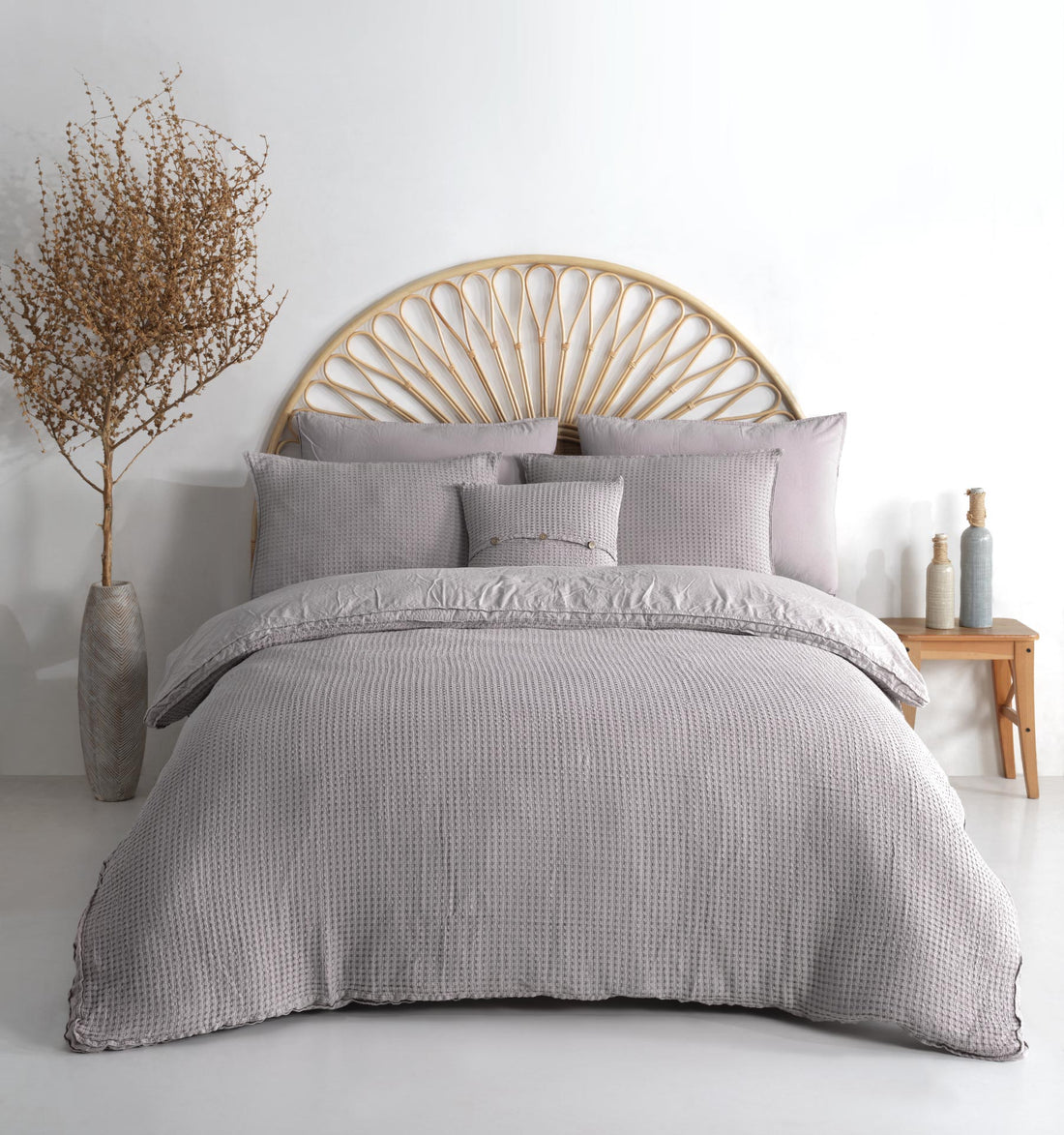 Bassin Stonewashed 100% Cotton Duvet Cover Set - Opal Grey