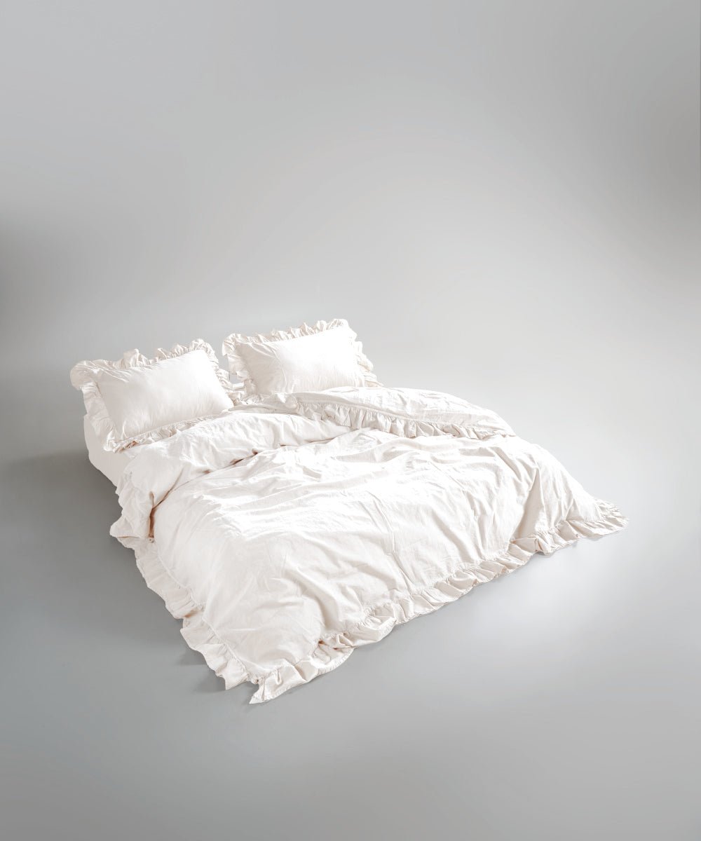 Stonewash Exclusive 100% Soft Cotton Duvet Cover Set Snow White
