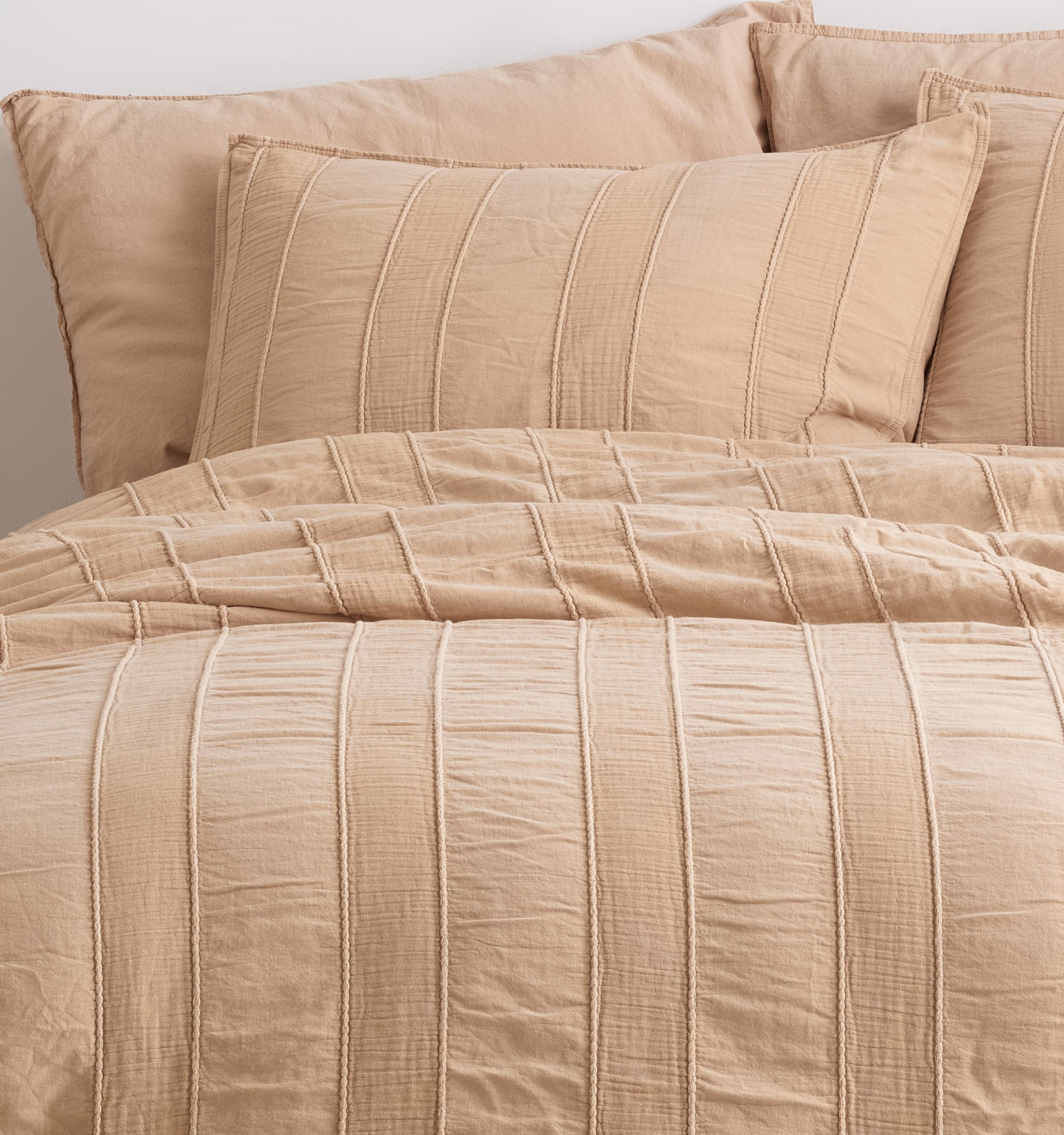 Andalusia Stonewashed 100% Cotton Duvet Cover Set - Med Beige