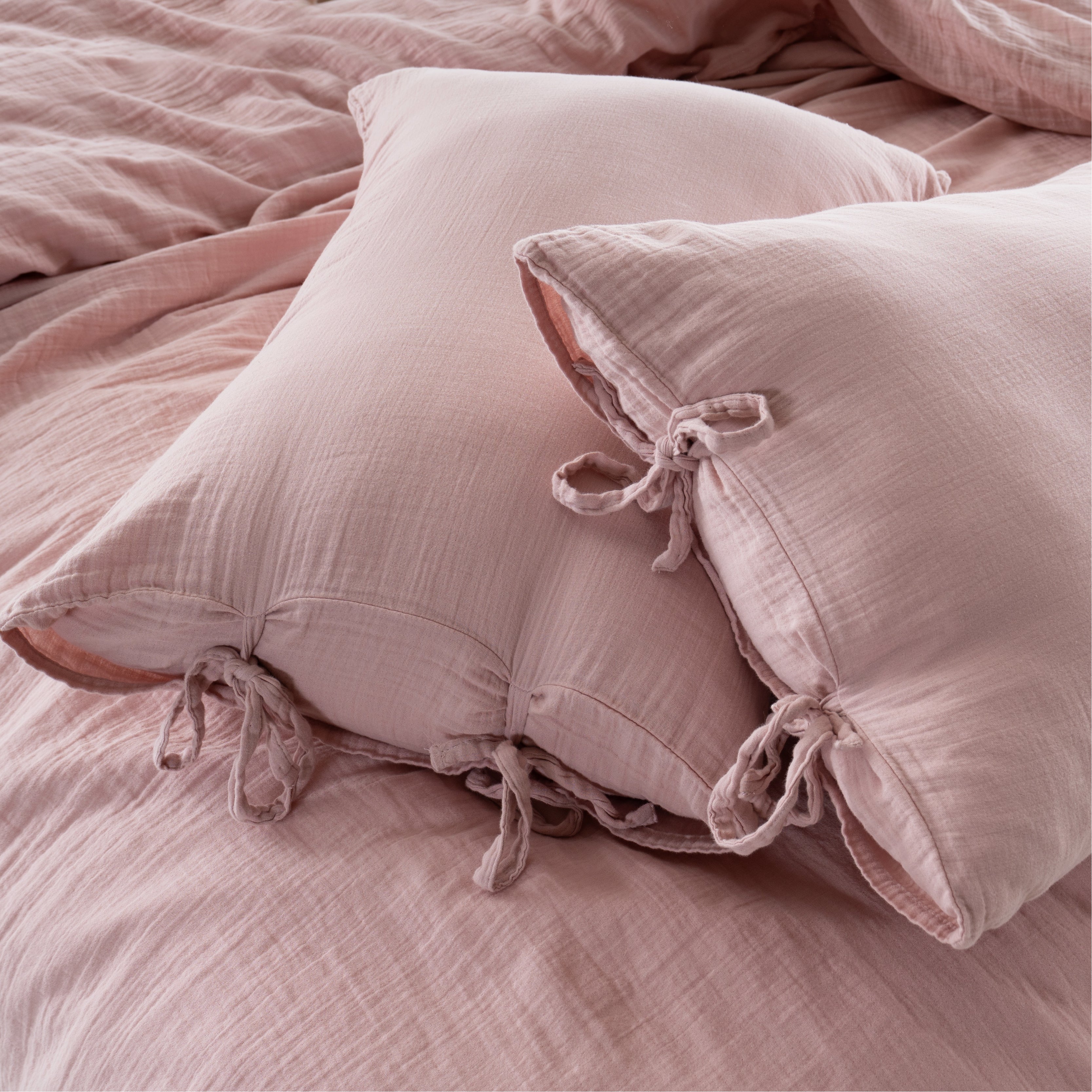 Esse 100% Natural Cotton Gauze-Muslin Duvet Cover Set Old Rose