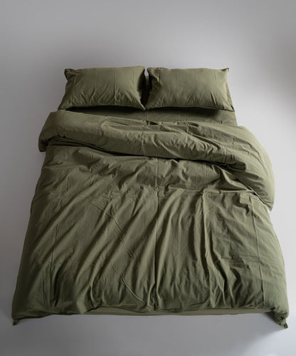 Stonewash 100% Soft Cotton Duvet Cover Set Capulete Olive