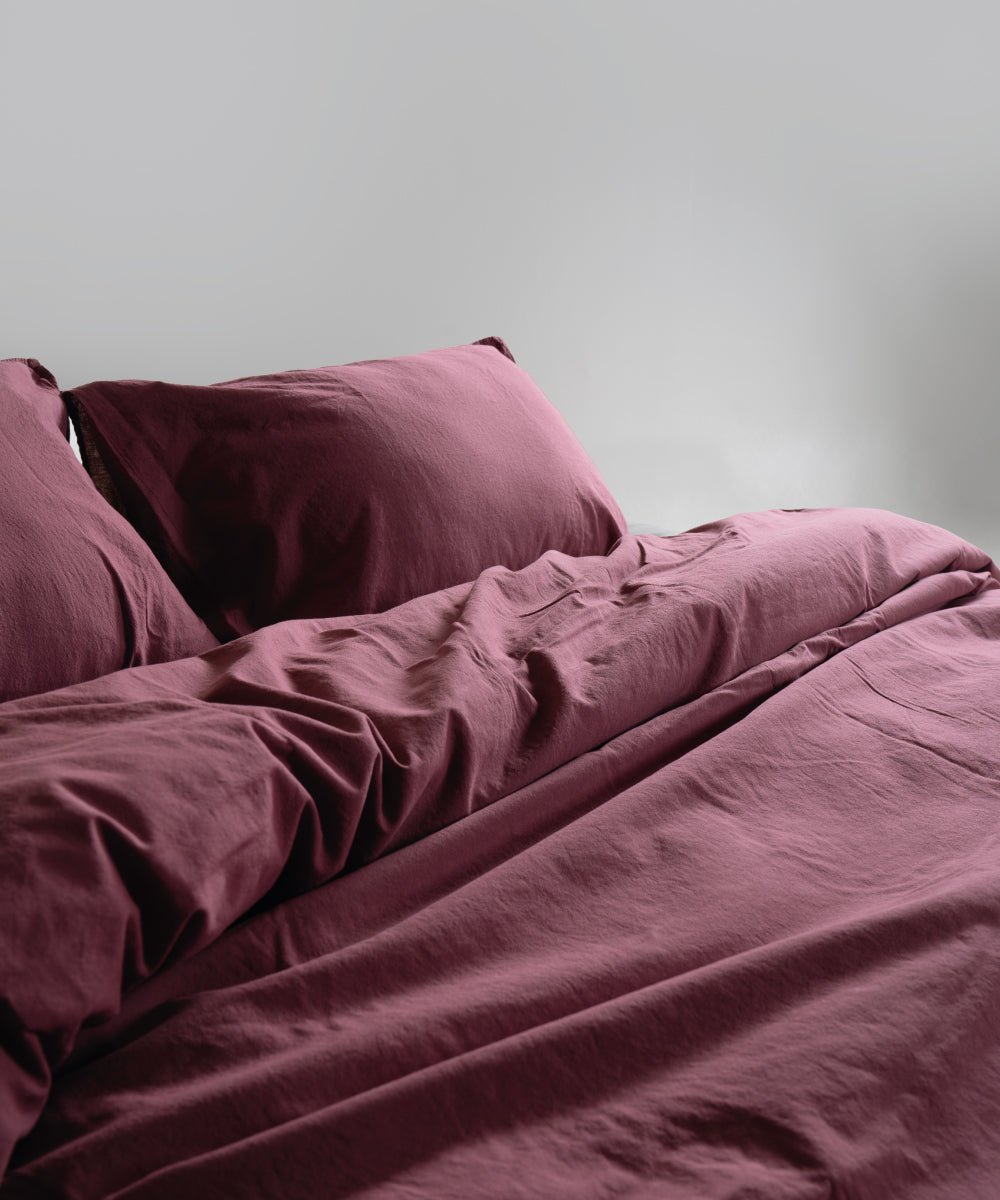 Stonewash 100% Soft Cotton Fitted Sheet Raspberry