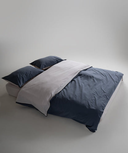 Essualte Stonewashed Reversible 100% Cotton Duvet Cover Set Opal Grey / Castle Rock