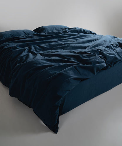 Stonewash 100% Soft Cotton Fitted Sheet Set Dress Blue