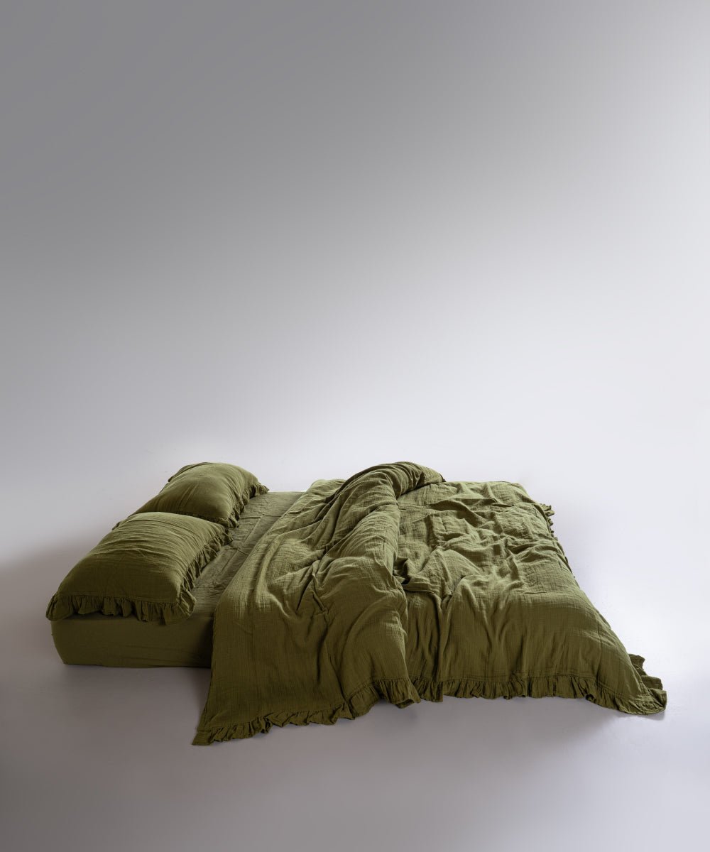 Esse Exclusive 100% Soft Cotton Gauze/Muslin Duvet Cover Set Olive