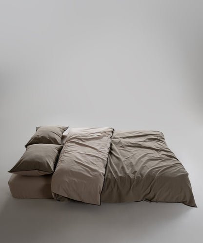 Essualte Stonewashed Reversible 100% Cotton Duvet Cover Set Cap Olive / Med Green