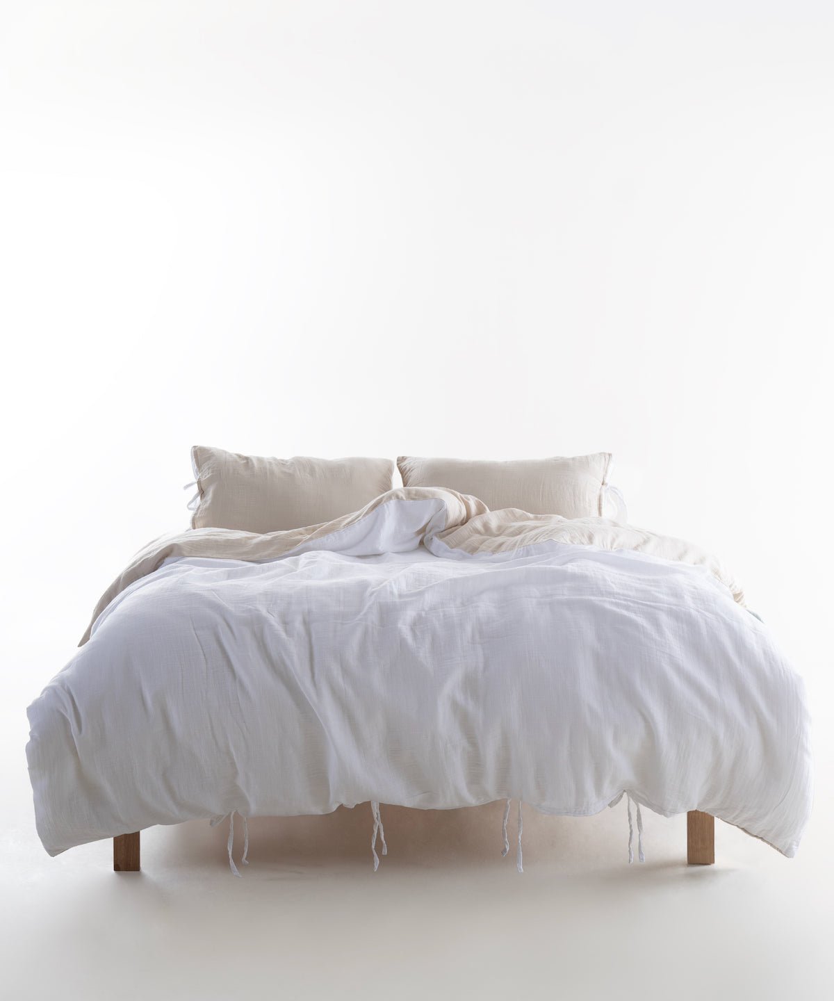 Esse 100% Natural Cotton Gauze-Muslin Duvet Cover Set Reversible Oxfordtan/Snow White