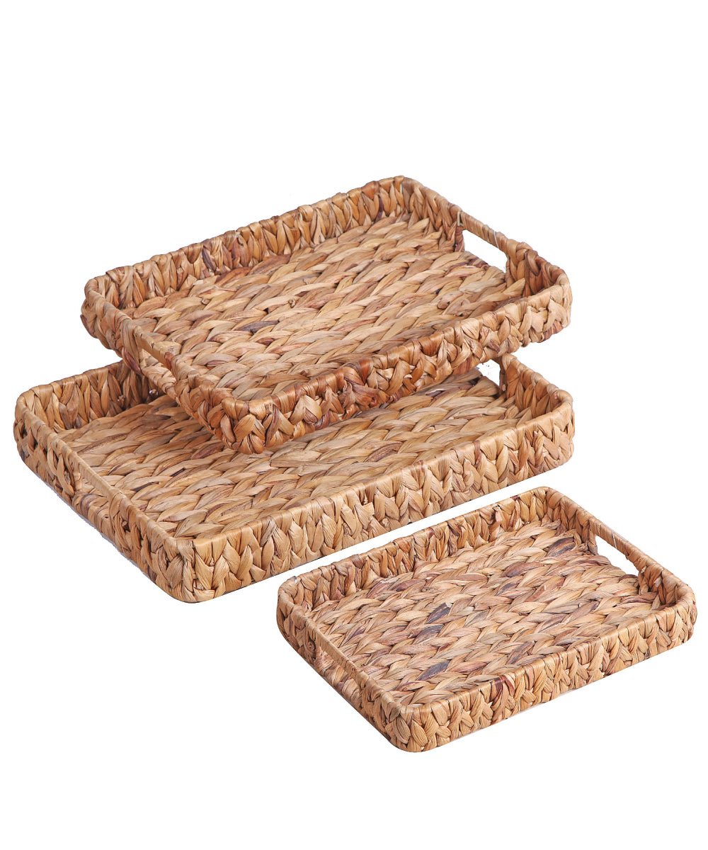 Handwoven Water Hyacinth Tray Rectangle - 3 pcs