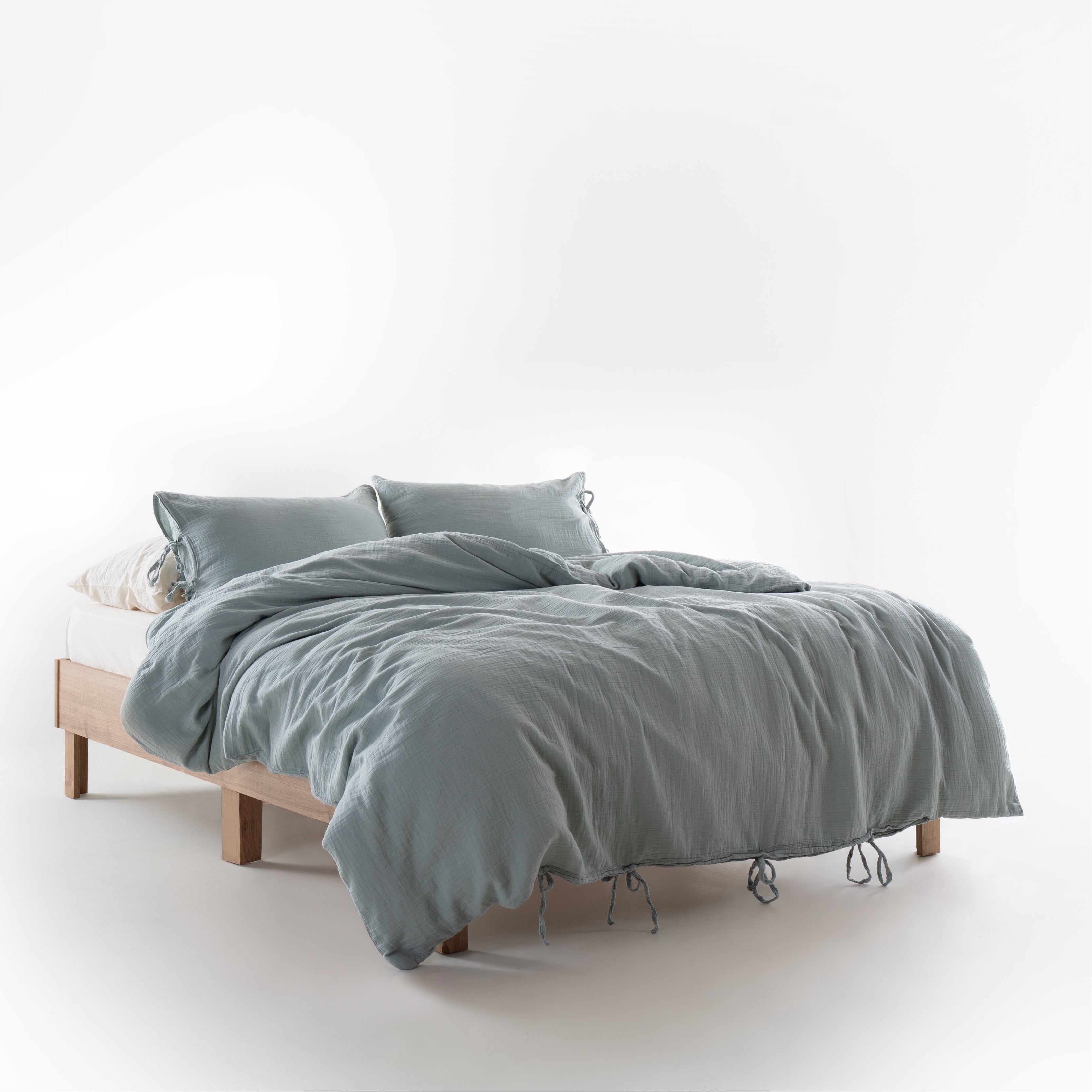 Esse 100% Natural Cotton Gauze-Muslin Duvet Cover Set Natural Green