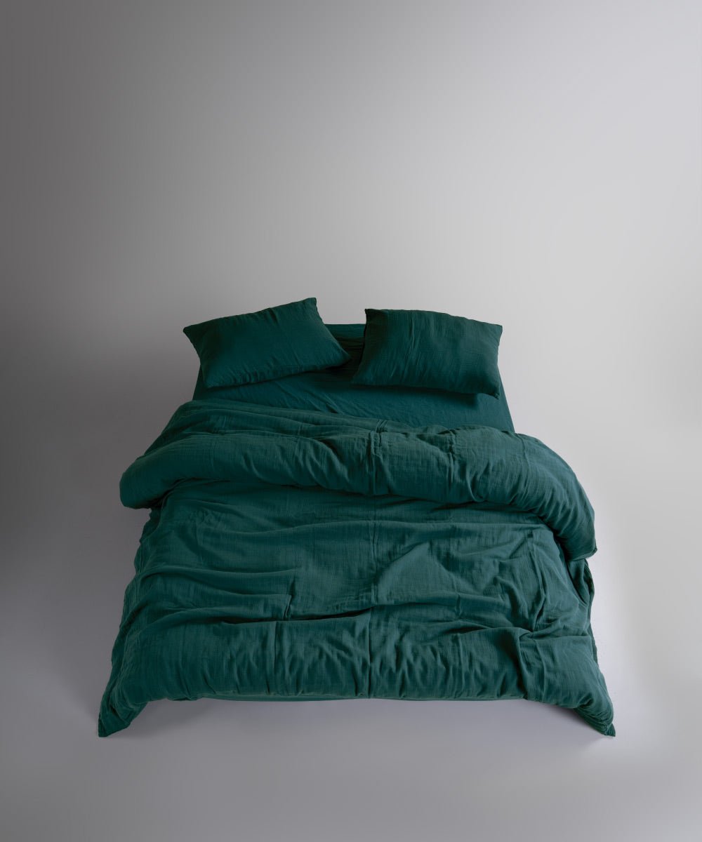 Esse 100% Soft Cotton Gauze/Muslin Duvet Cover - Dark Green